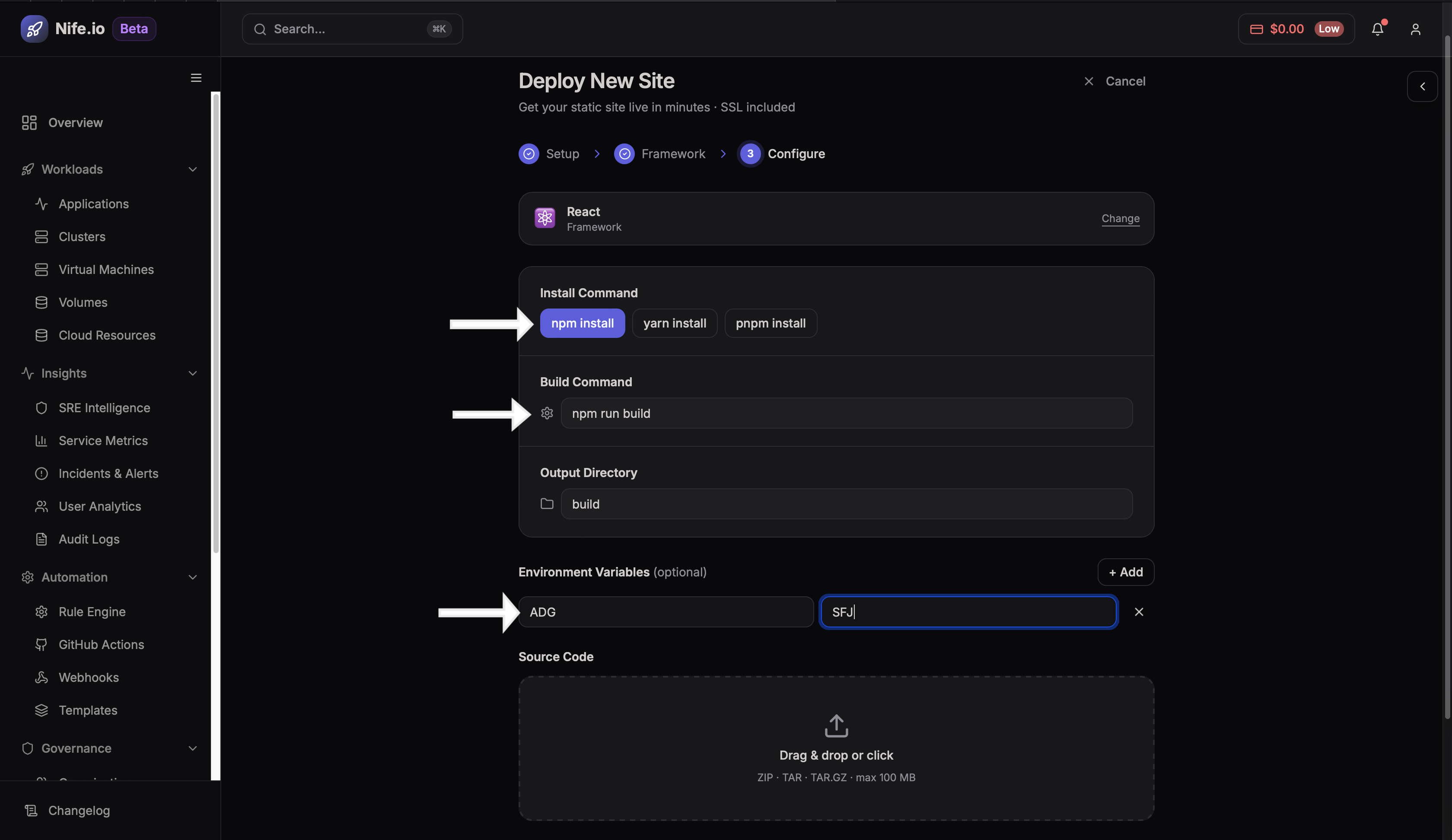 Command and Environmental Variable Selection