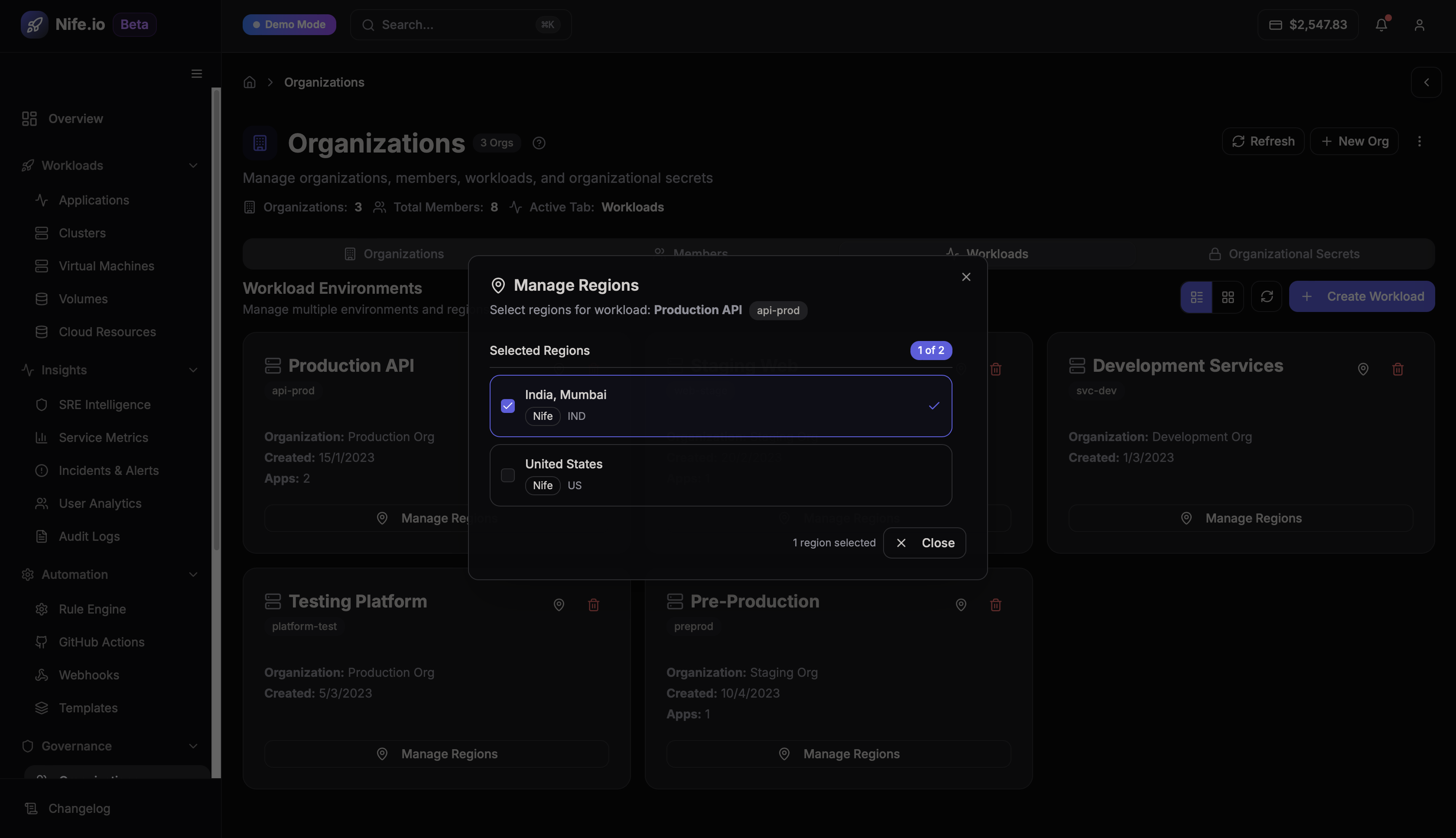 Change Region Location