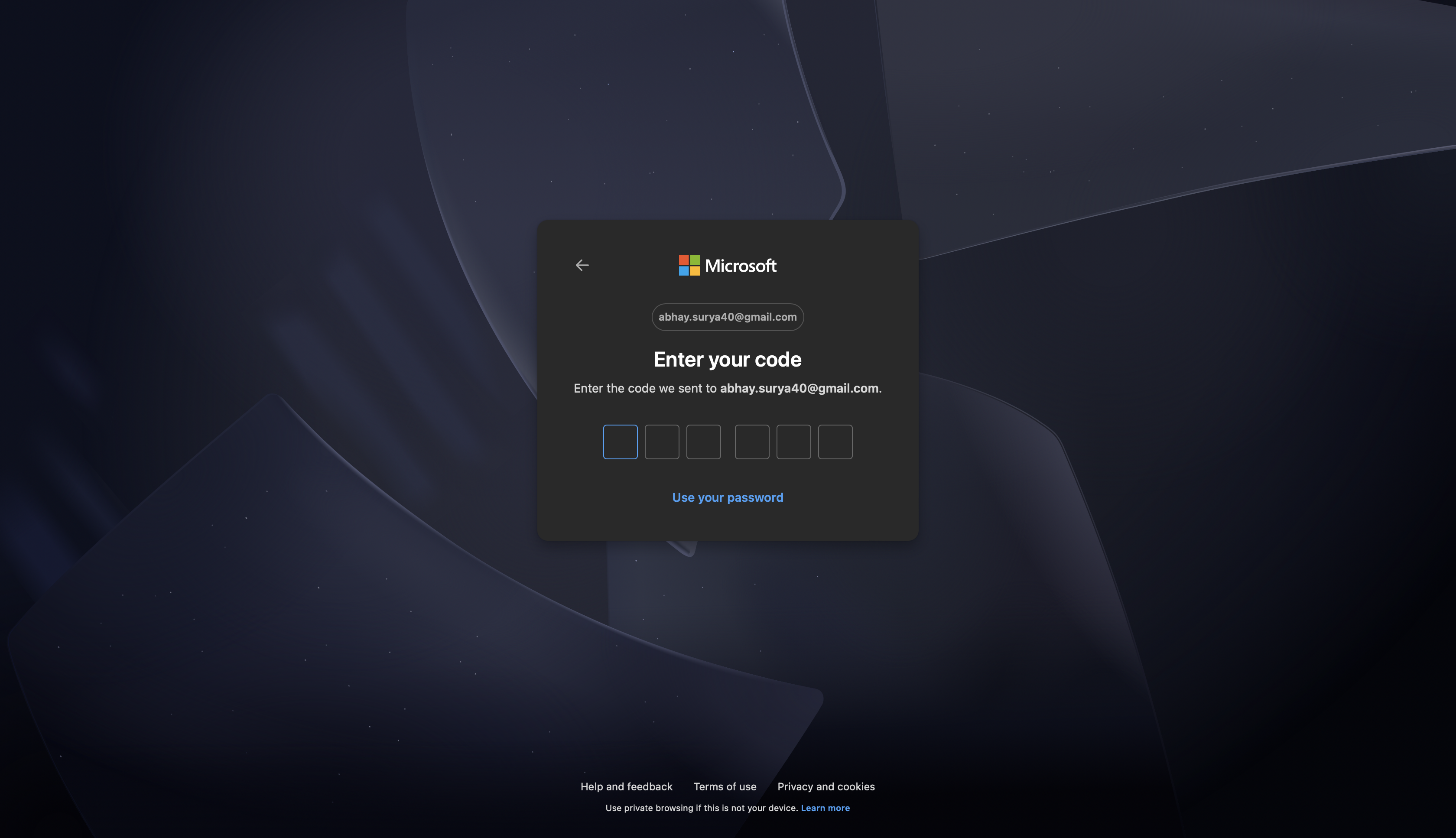Microsoft verification code