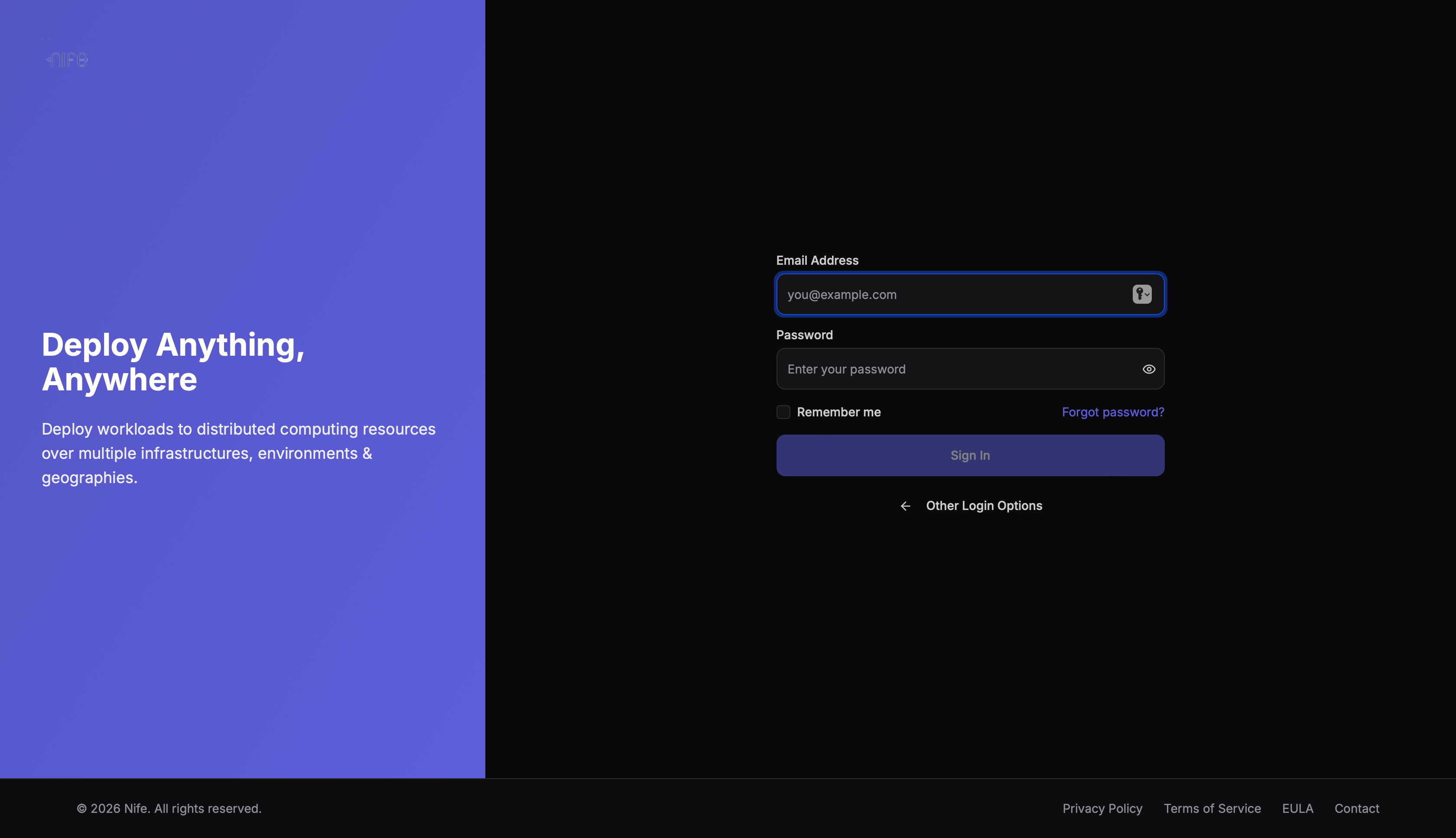 sign in page or login page