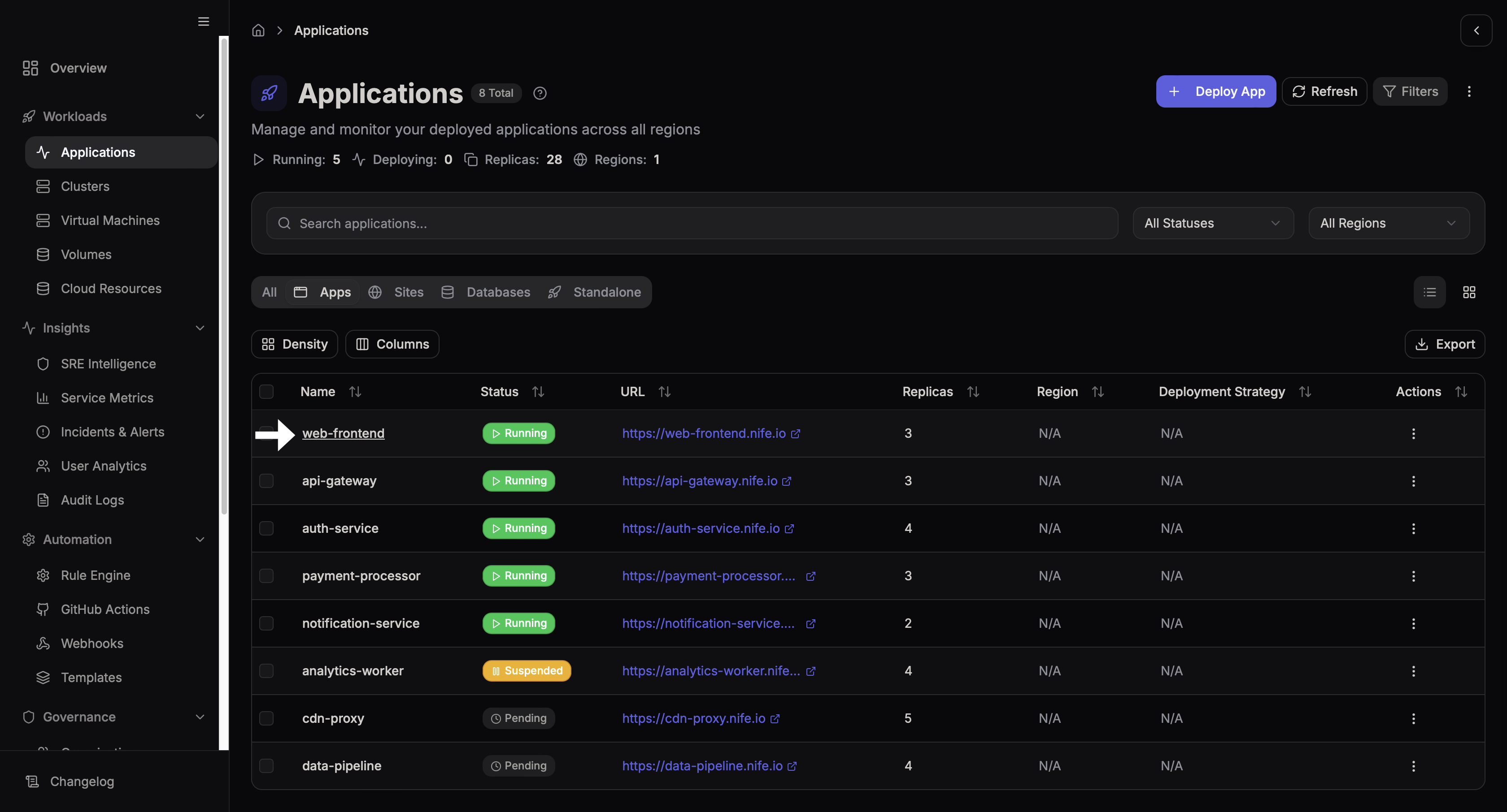 Click on Application