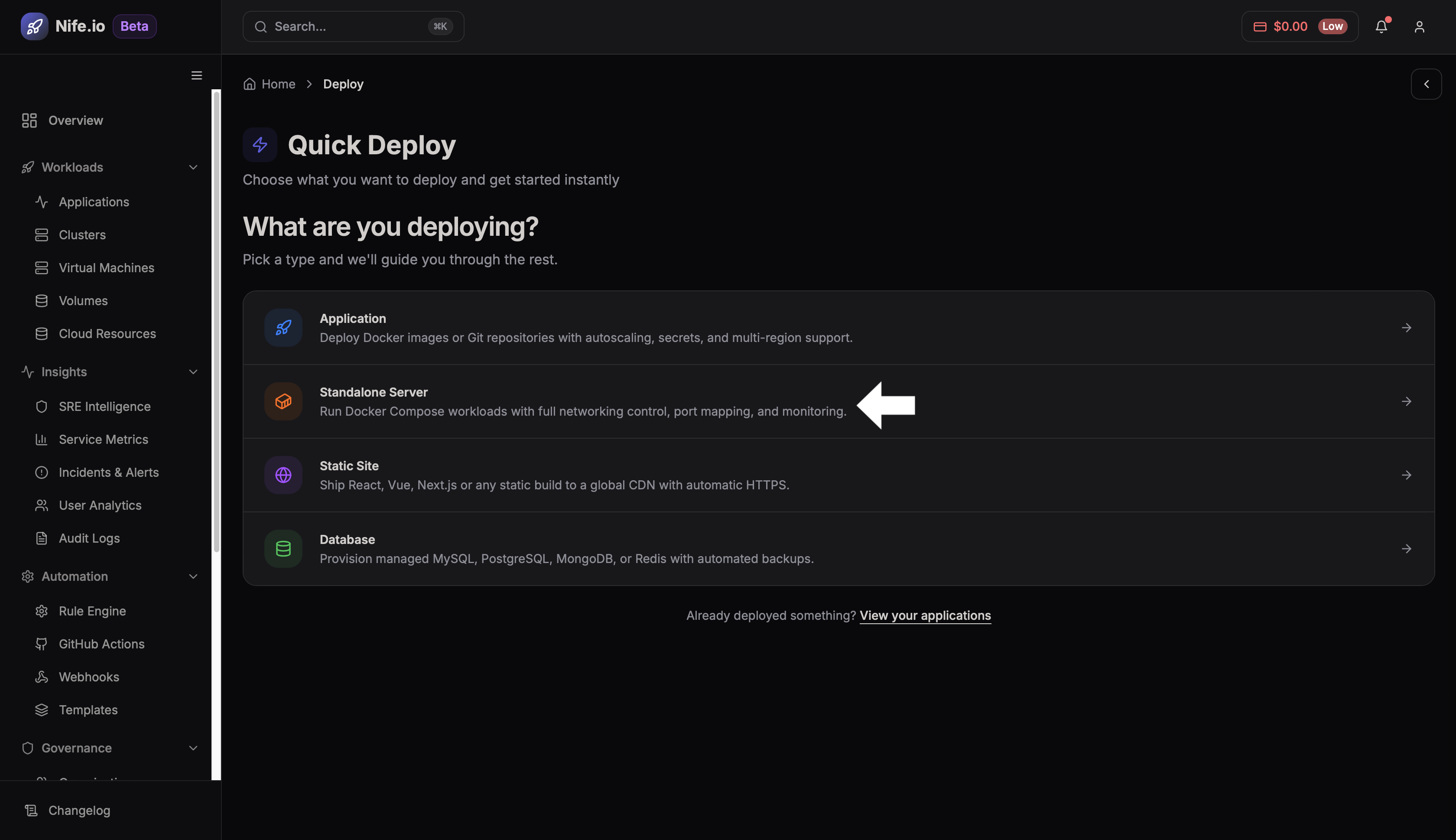 Navigate to Stand Alone Server