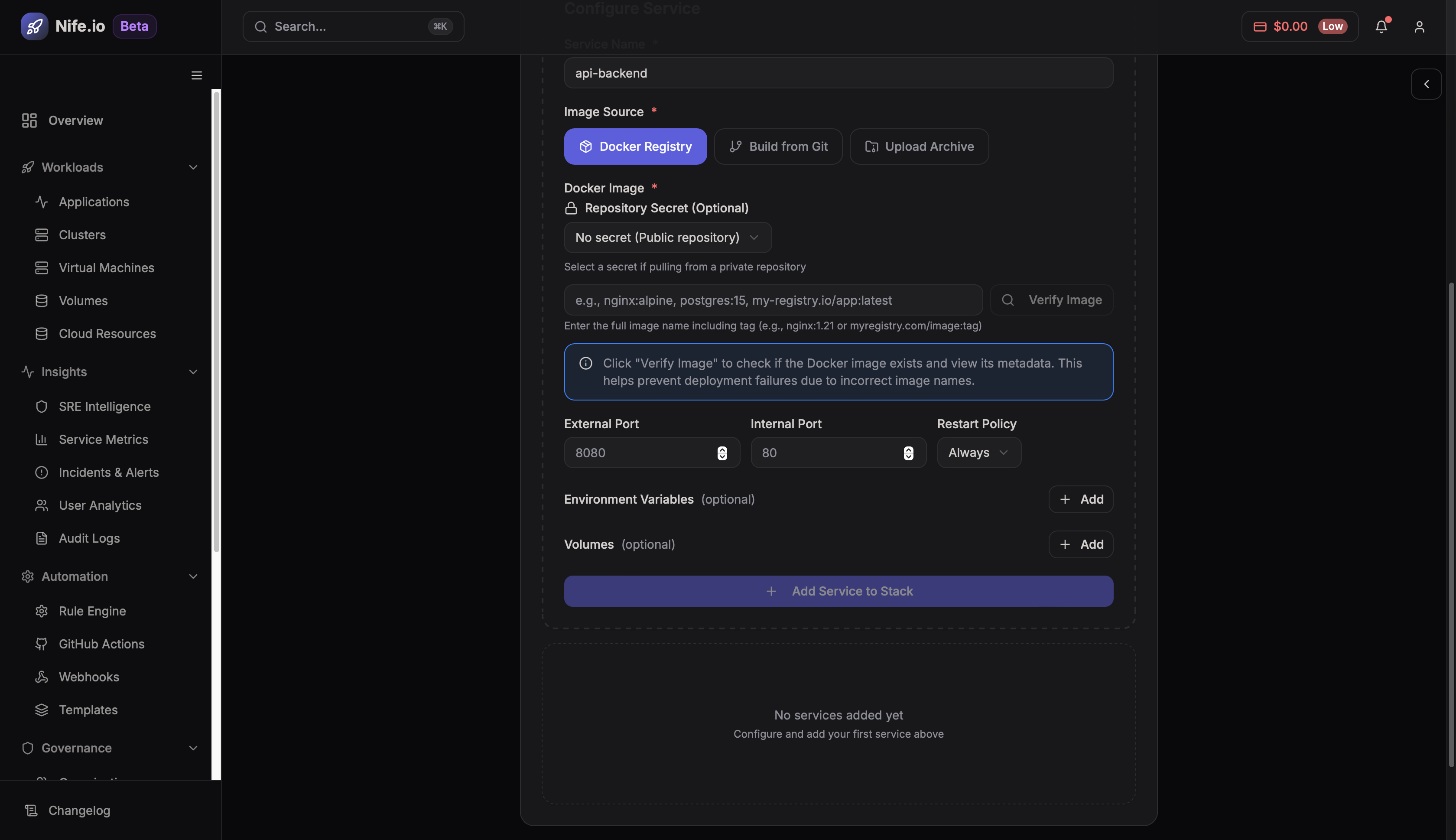 Deploy from Docker Registry