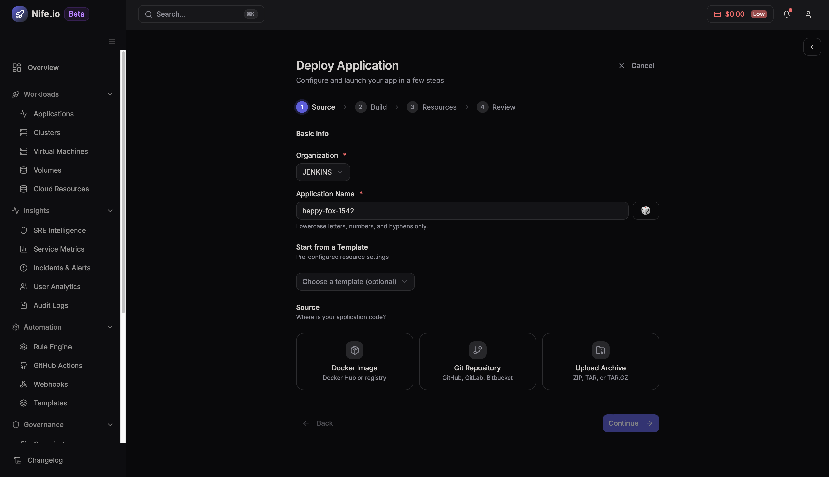 Enter application name