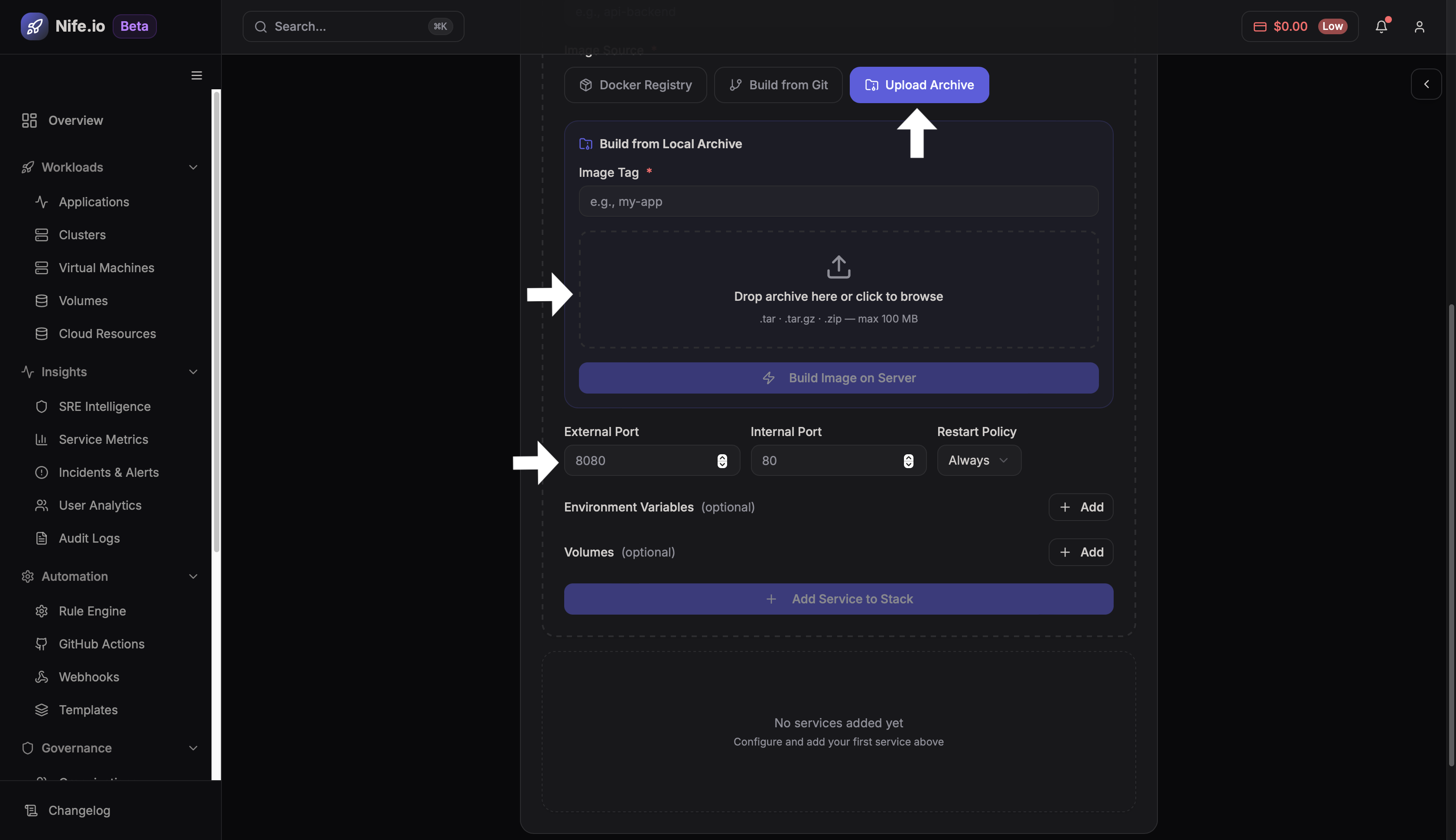 Upload Docker Archive