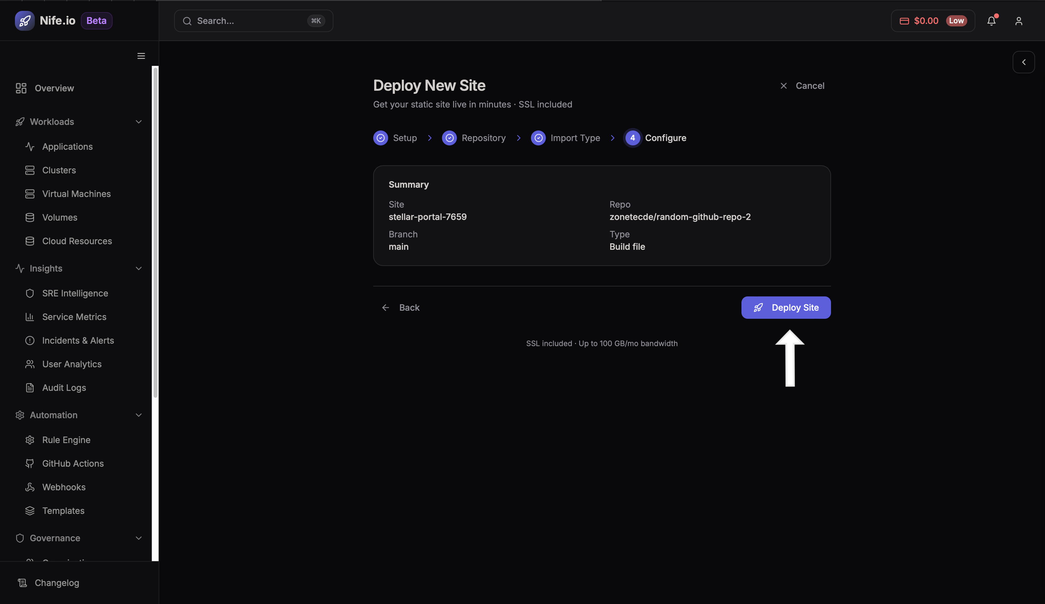 Import from git button