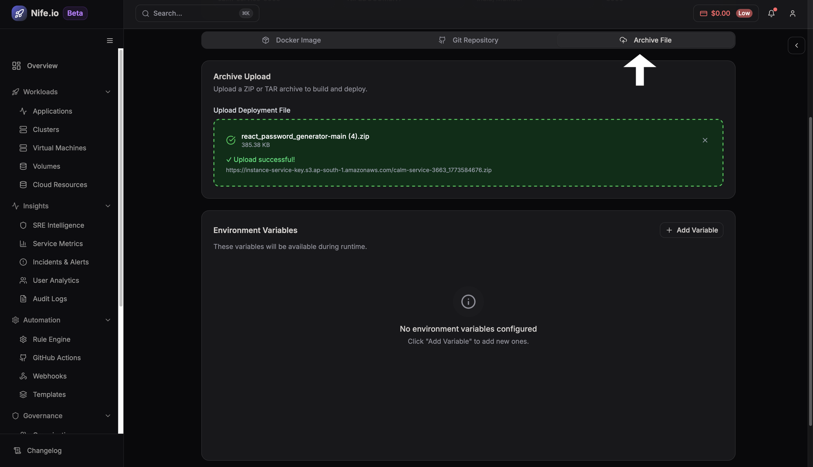 Redeploy via docker button
