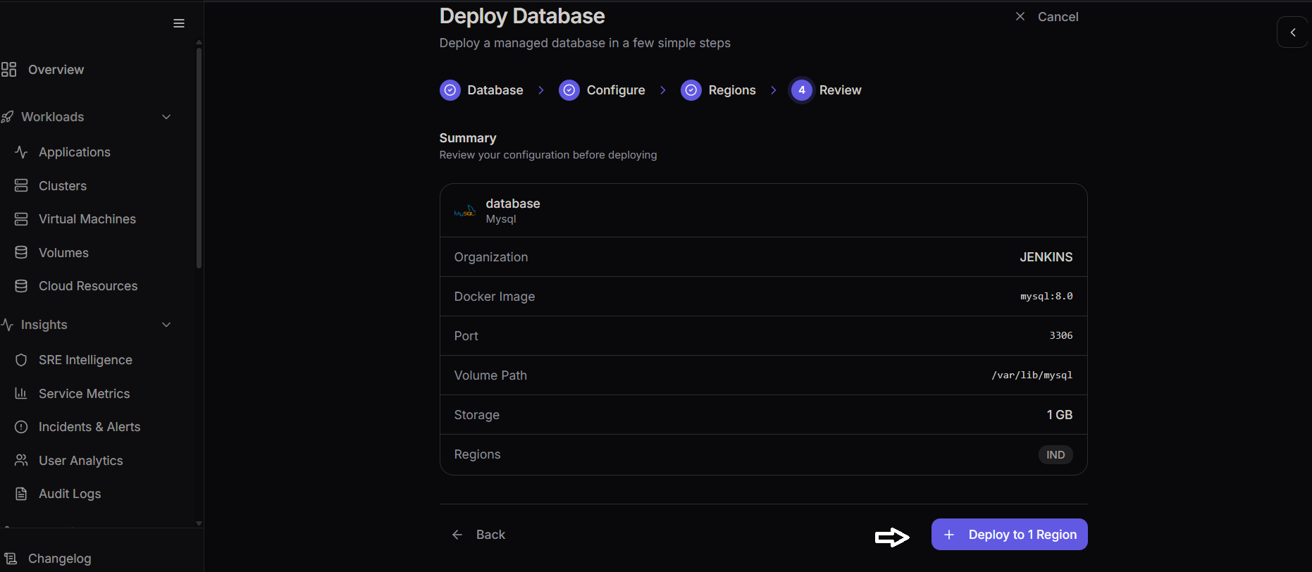 Deploy database