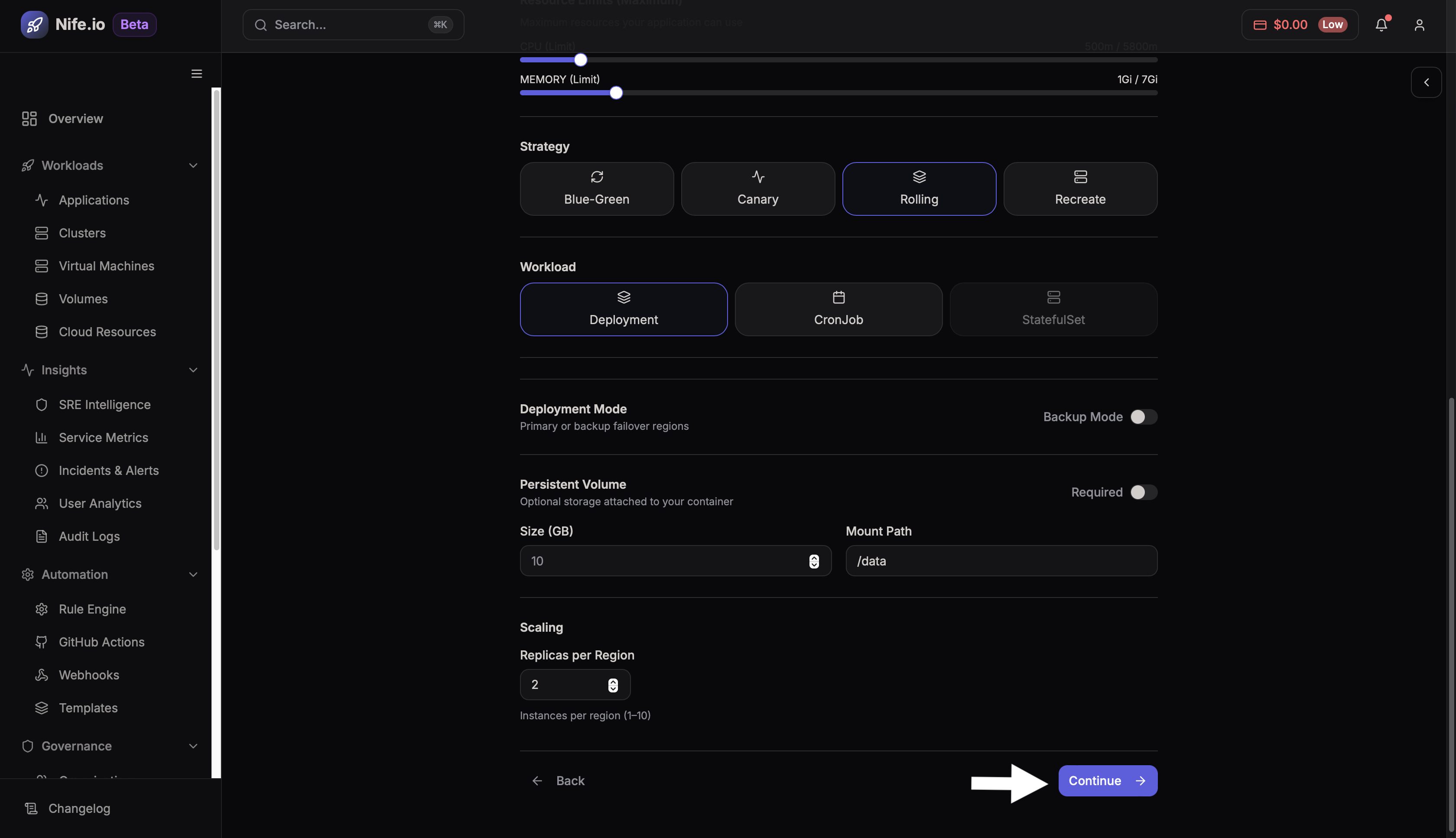 Application resource configuration