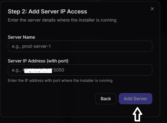Add Server IP Access