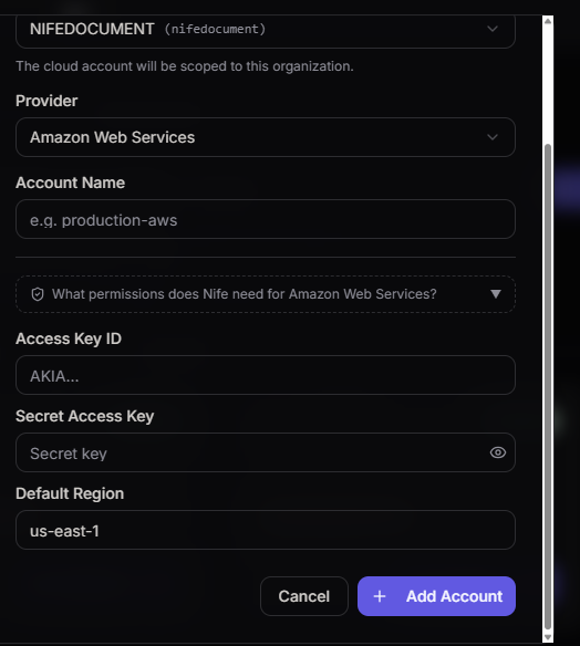 Azure Account Form