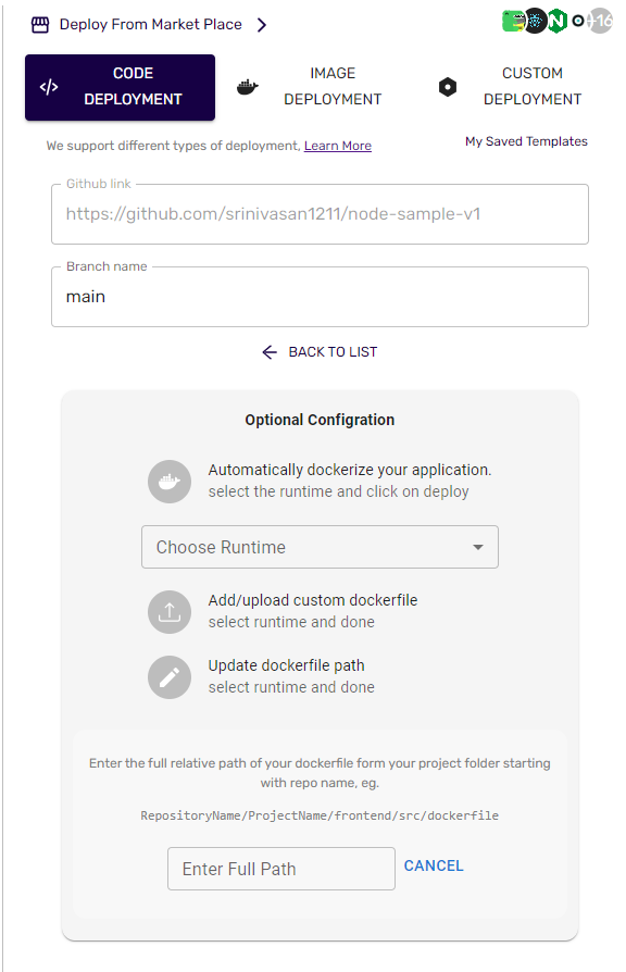 Enter the path to your Docker file