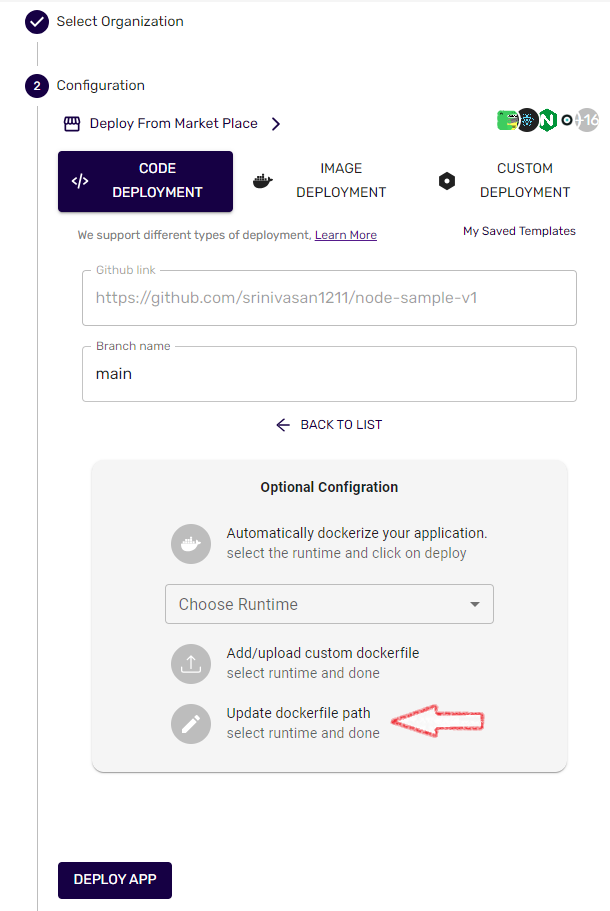 Specify Docker File Path