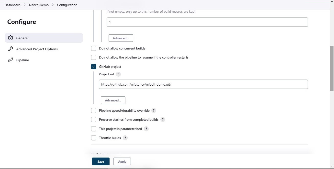 Jenkins configuration.