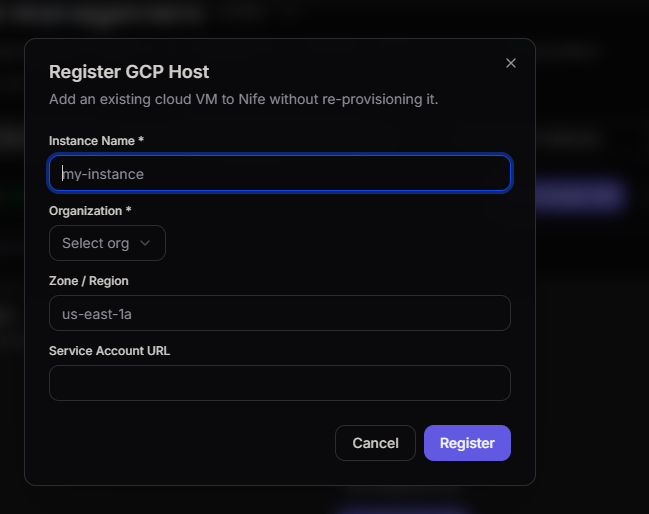Register Azure Host Dialog