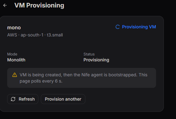 Monolith Provisioning Stage