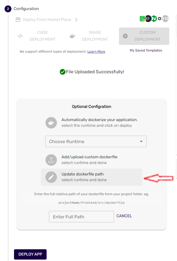 specify Docker File Path