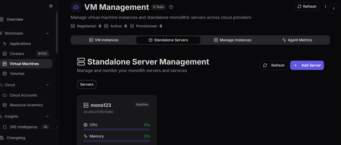 Standalone Server Management Dashboard
