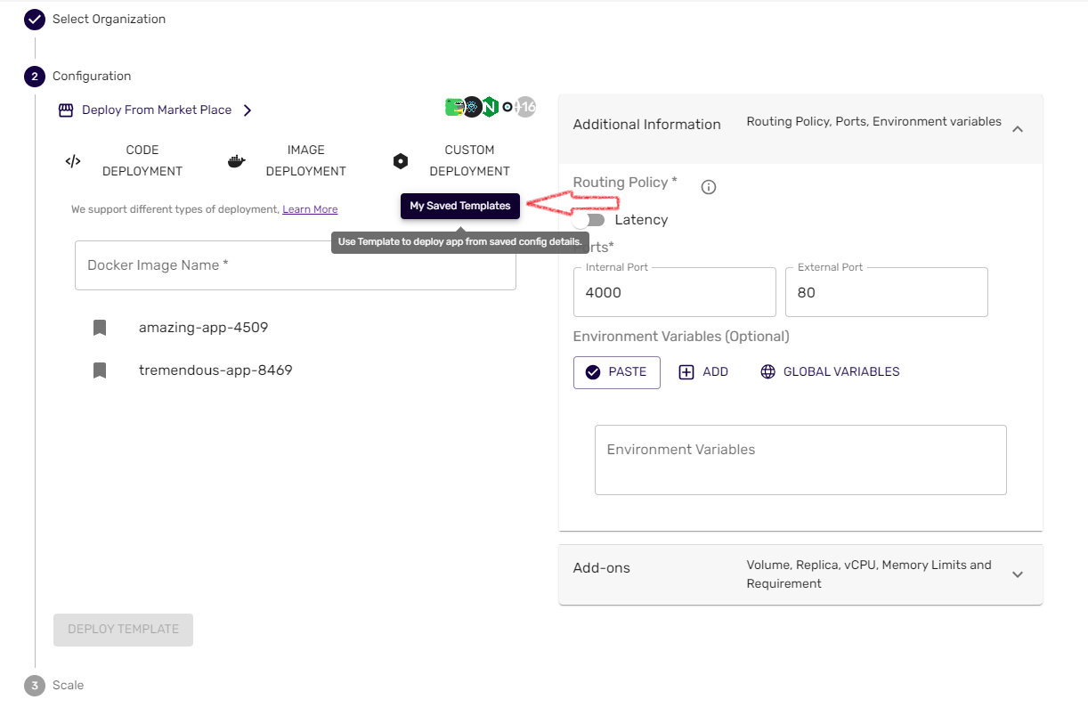 Click on my saved templates